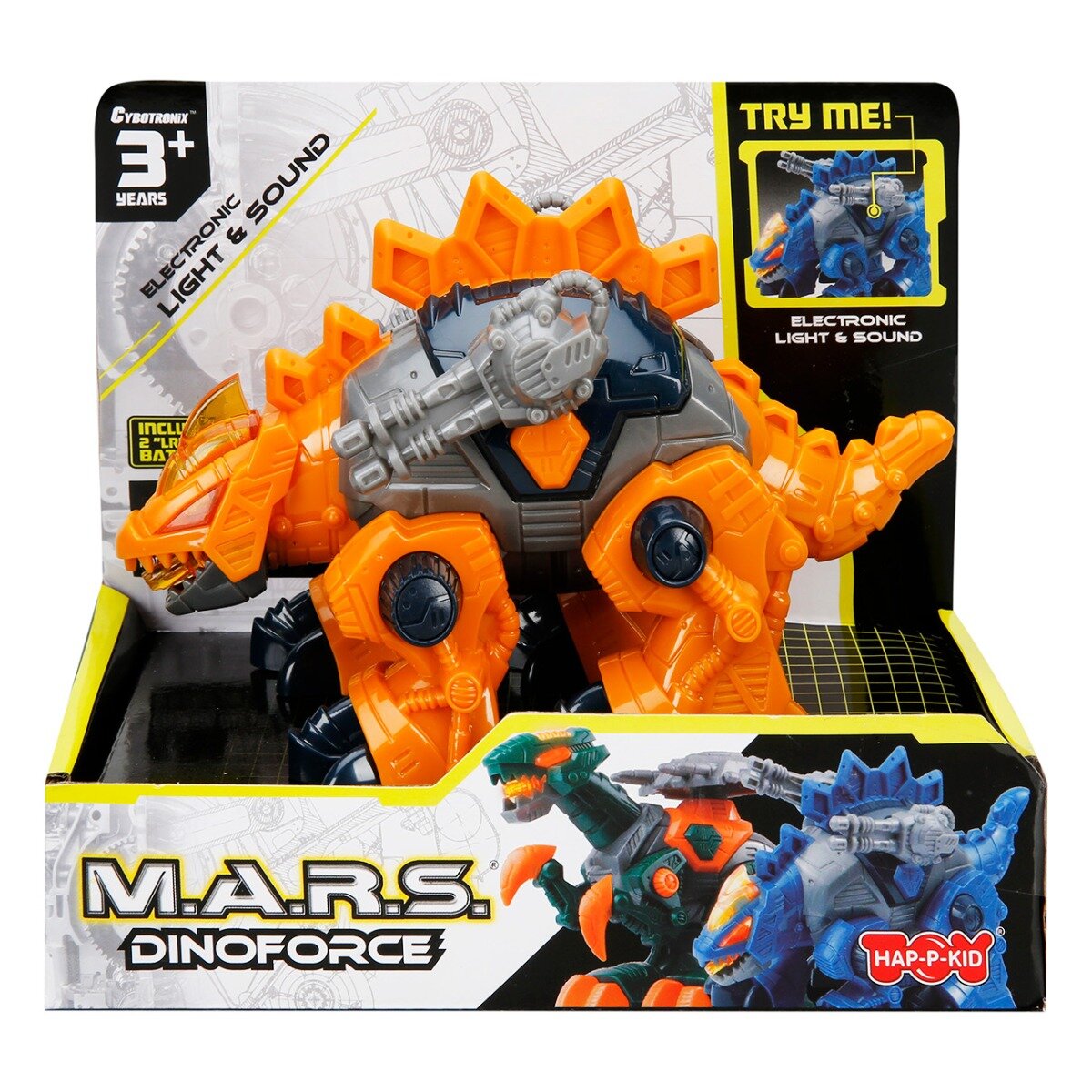 Happy Kid Dinozaur cu lumini si sunete M.A.R.S. 14 cm Portocaliu