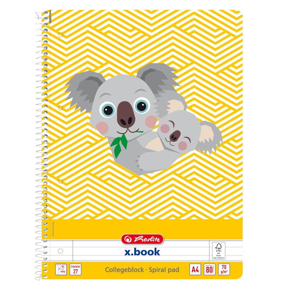 Herlitz Caiet dictando cu spirala A4 Cute Animals Koala 80 file