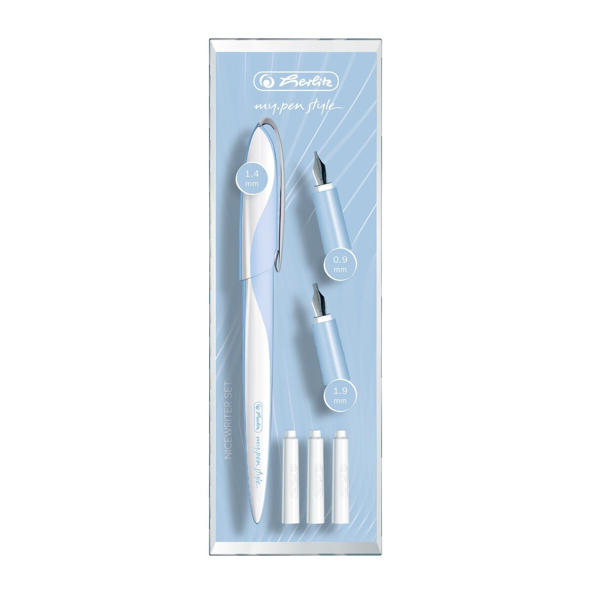 Herlitz Stilou pentru caligrafie cu 3 penite My Pen Style Albastru