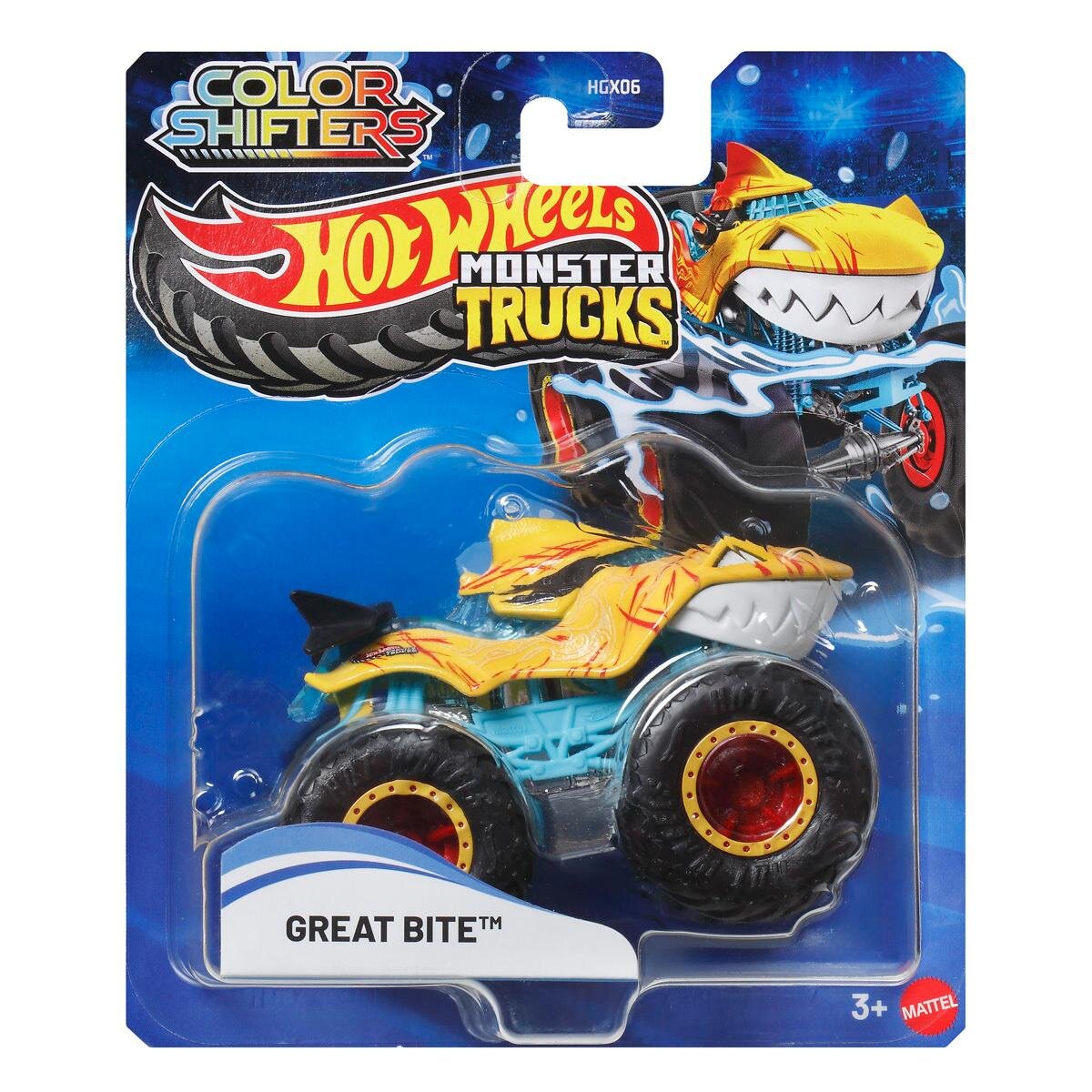 Hot Wheels Masina de teren Monster Trucks Colour Shifters Great Bite JHY95