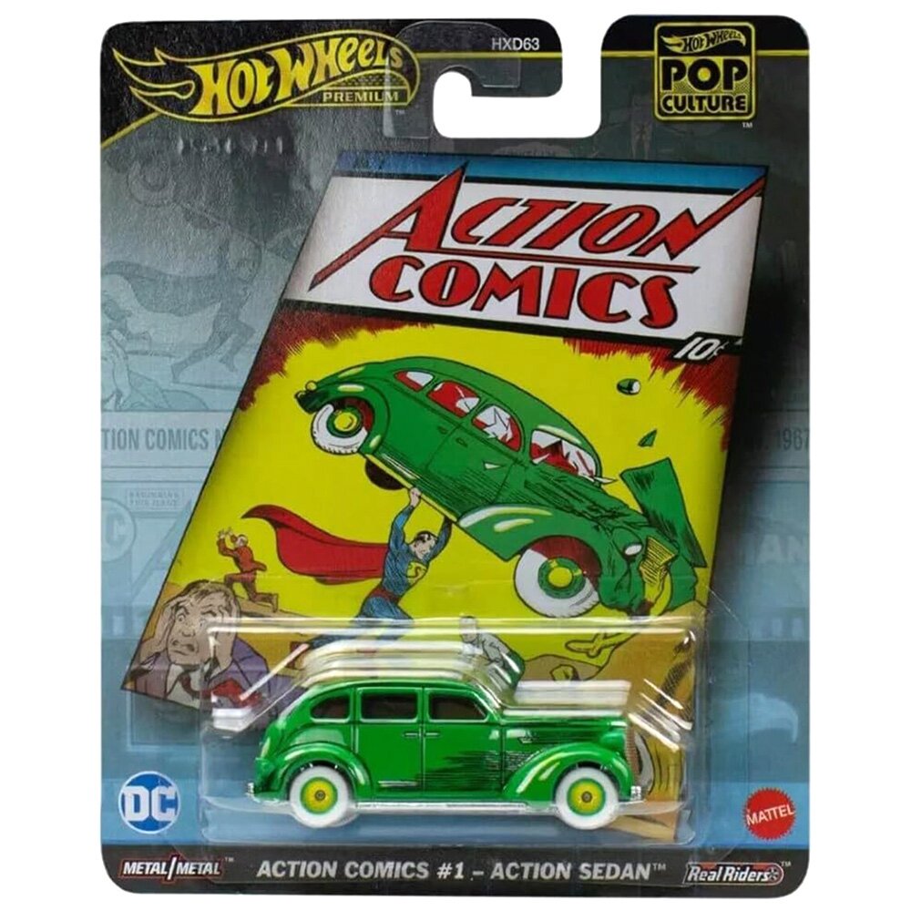 Hot Wheels Masina metalica Premium Pop Culture Action Comics Action Sedan HVJ50