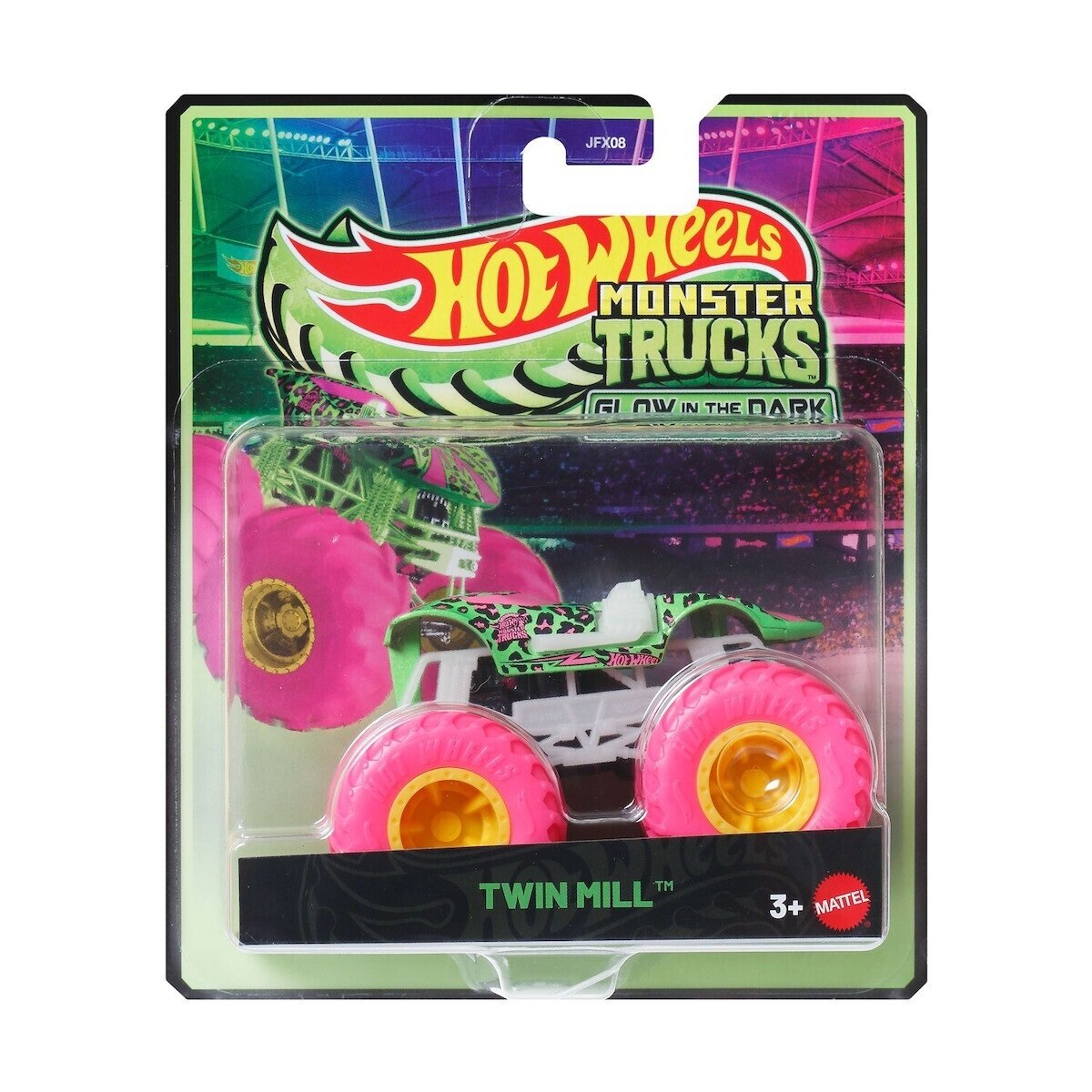 Hot Wheels Masina Monster Truck Glow In The Dark Twin Mill JFX22