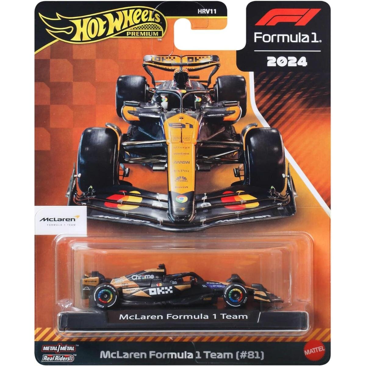Hot Wheels Masinuta metalica de curse McLaren Formula 1 Team 2024 JBM25