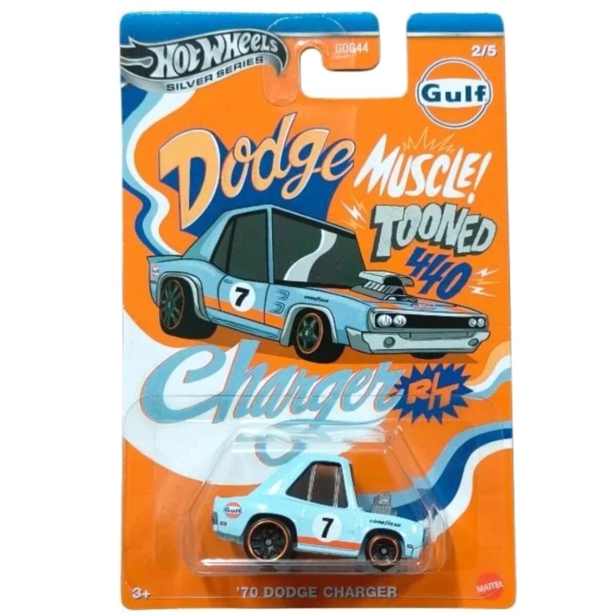 Hot Wheels Masinuta metalica Gulf Tooned 70 Dodge Charger 1:64 JCB63