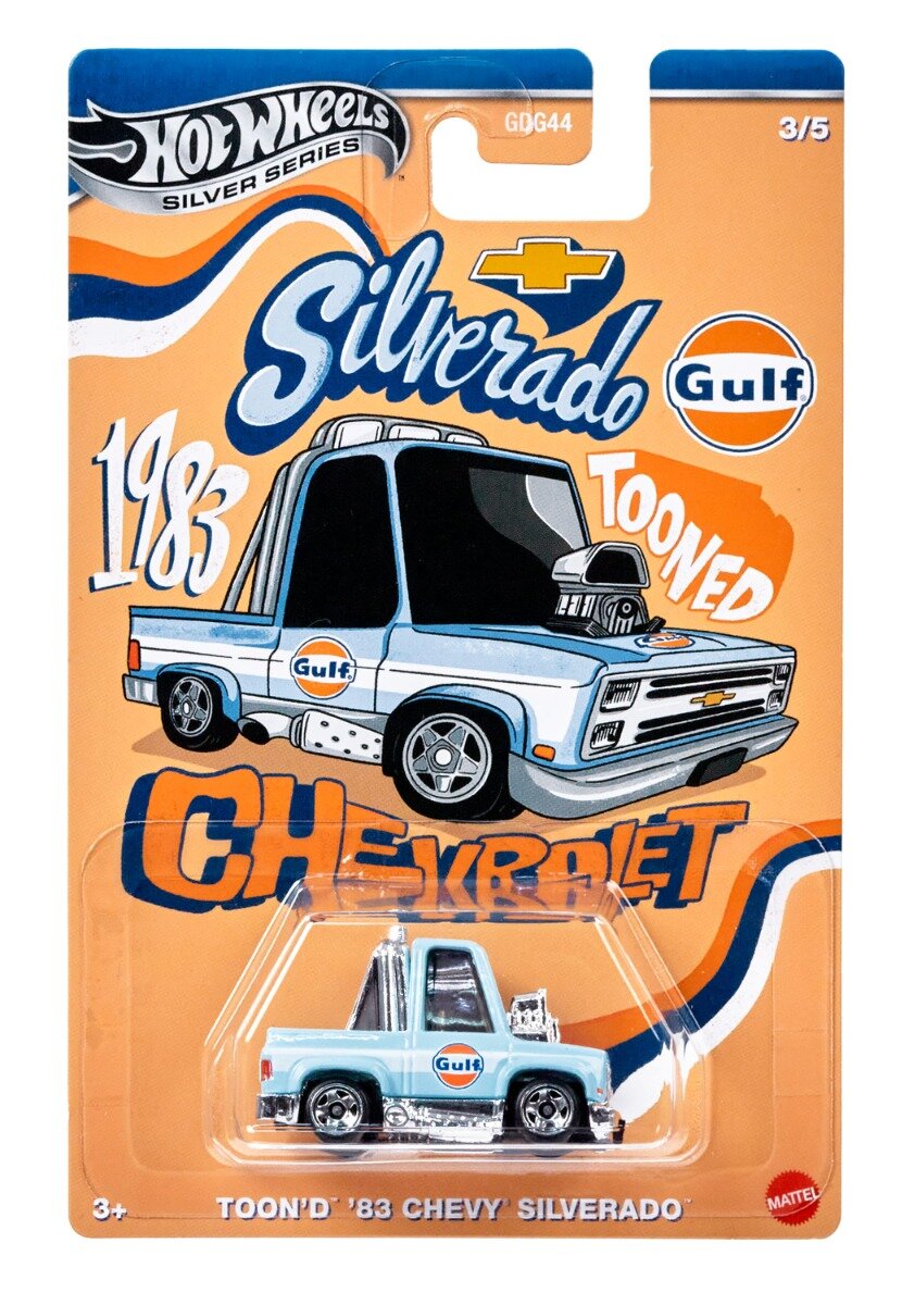 Hot Wheels Masinuta metalica Gulf Tooned Toon'D '83 Chevrolet Silverado 1:64 JCB64