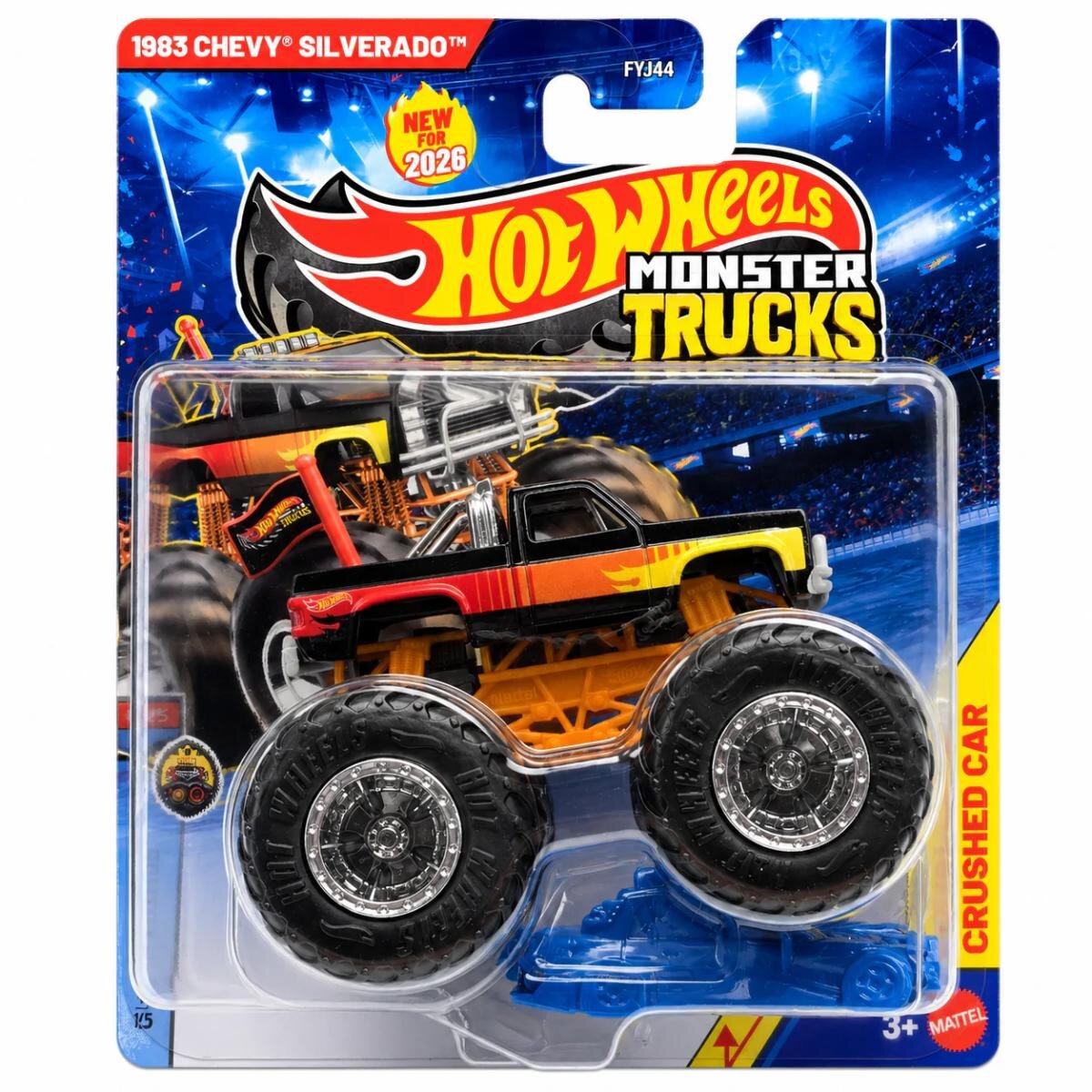 Hot Wheels Masinuta Monster Truck Crushed Car 1983 Chevy Silverado JHY36