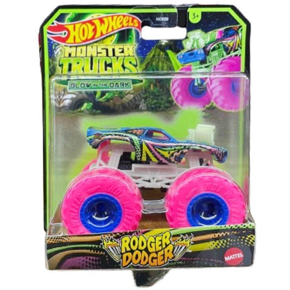 Hot Wheels Masinuta Monster Trucks Glow in the Dark 1:64 Rodger Dodger HWC91