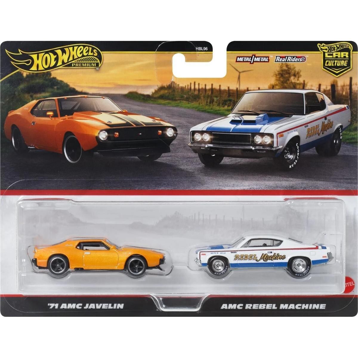Hot Wheels Set 2 masini metalice AMC Javelin si AMC Rebel Machine 979Q JBL06