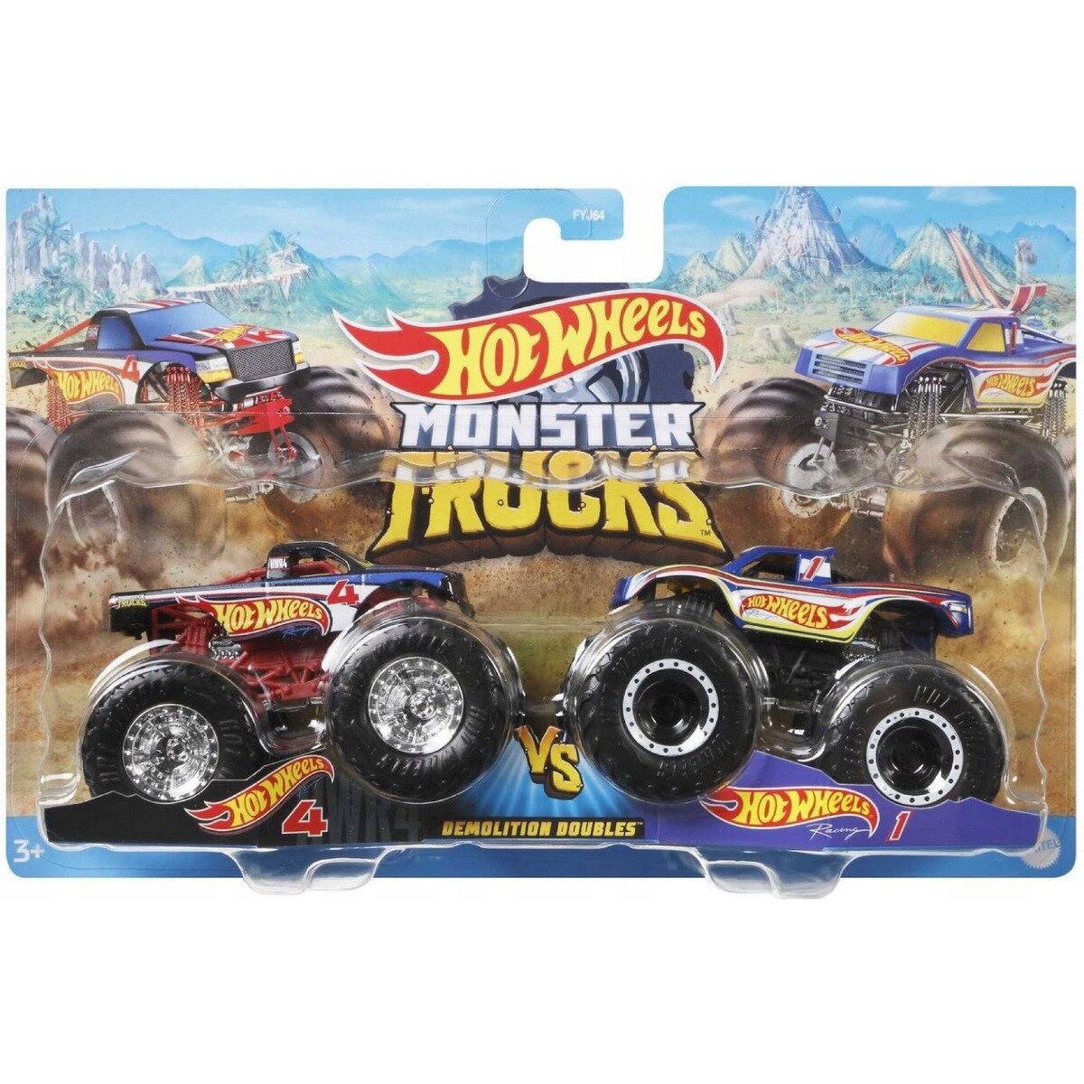 Hot Wheels Set 2 masini Monster Truck Demolition Doubles 1:64 HNX29