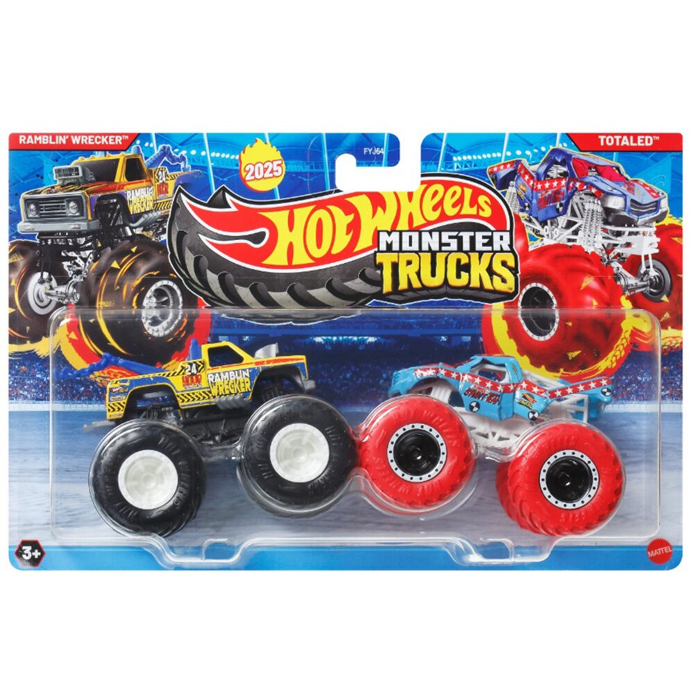 Hot Wheels Set 2 masini Monster Truck Ramblin Wrecker vs Totaled JCC67
