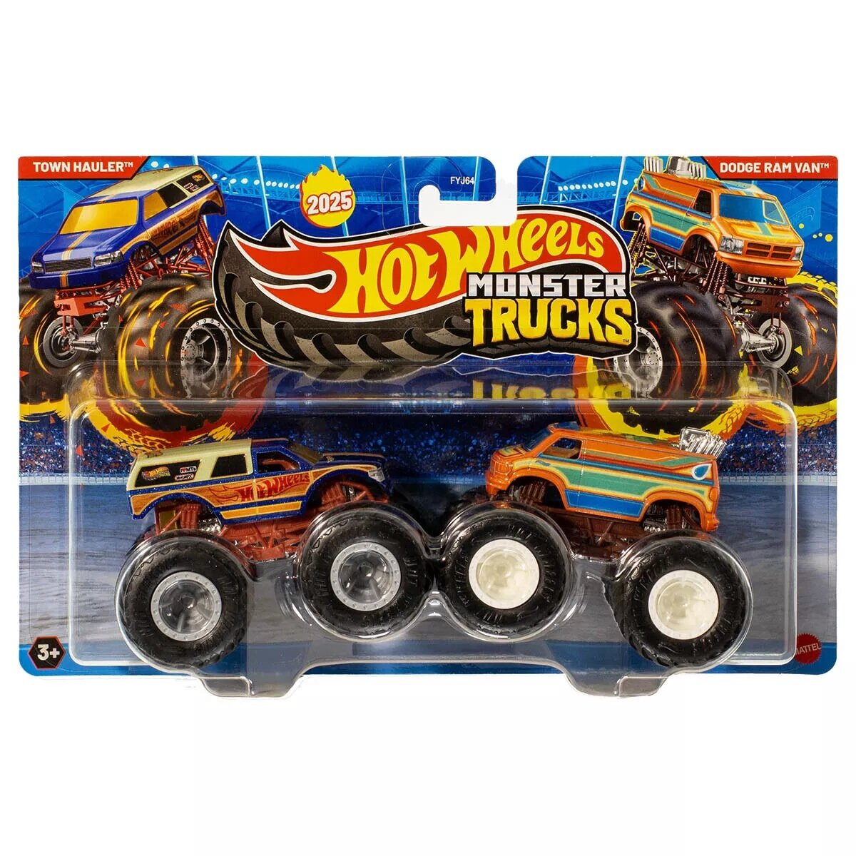 Hot Wheels Set 2 masini Monster Truck Town Hauler Vs Dodge Ram Van JCC65