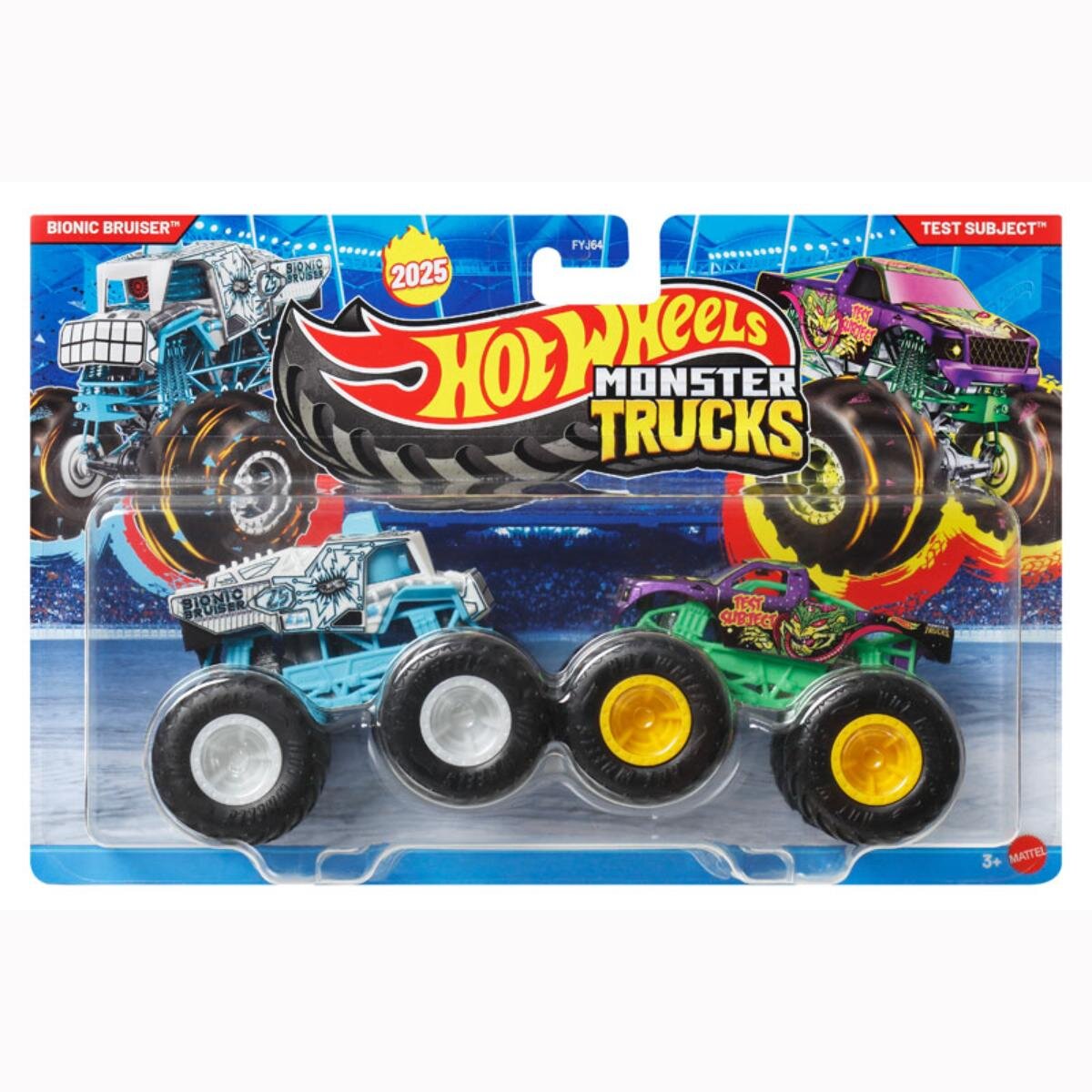 Hot Wheels Set 2 masinute Monster Truck Demolition Doubles Bionic Bruiser Vs Test Subject JCC68
