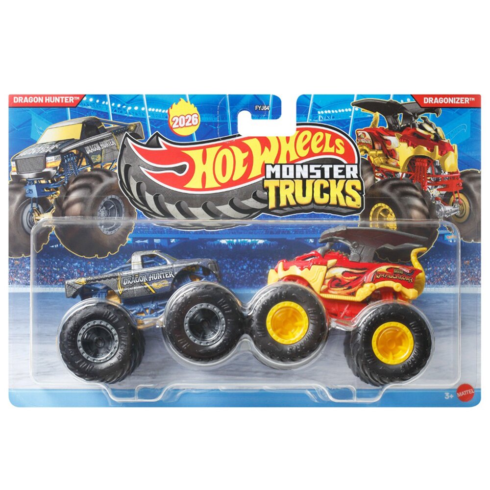 Hot Wheels Set 2 masinute Monster Truck Dragon Hunter si Dragonizer JHY88