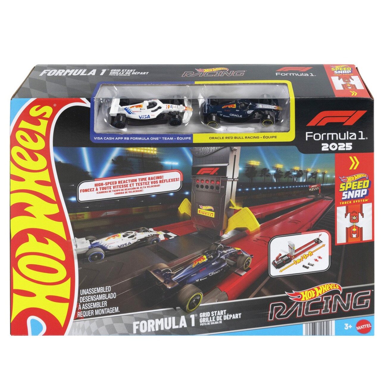 Hot Wheels Set 2 masinute si pista de curse Racing Formula 1 2025 Grid Start JNN35