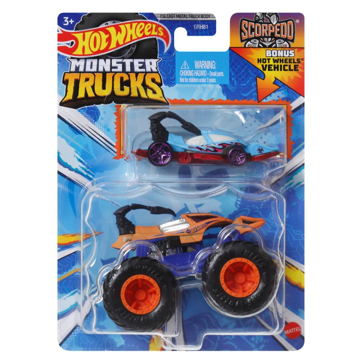 Hot Wheels Set 2 vehicule Monster Truck Scorpedo 1:64 JJT61