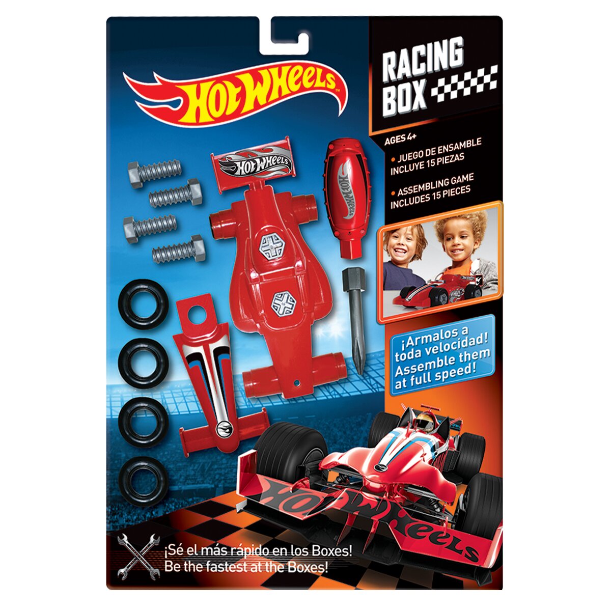 Hot Wheels Set de asamblare masinuta Racing Box 15 piese HW221