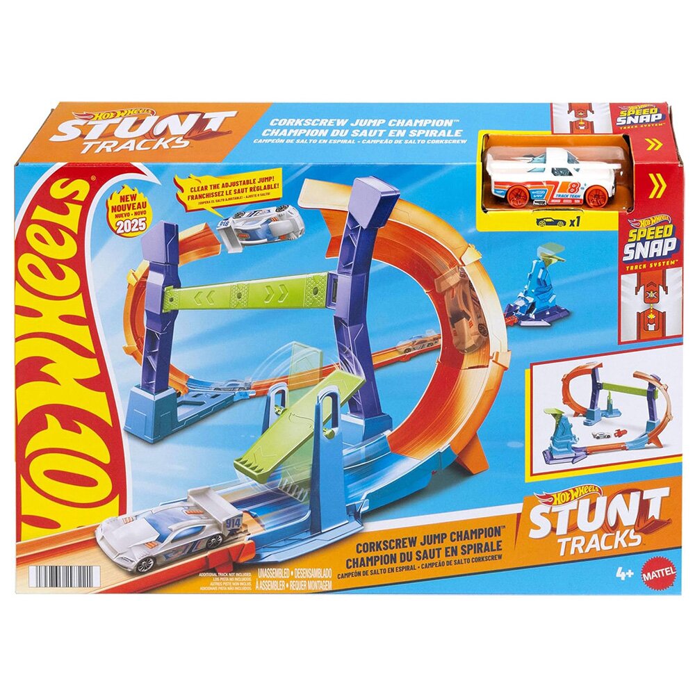 Hot Wheels Set de joaca circuit cu masina Stunt Tracks Corkscrew Jump Champion JFH36