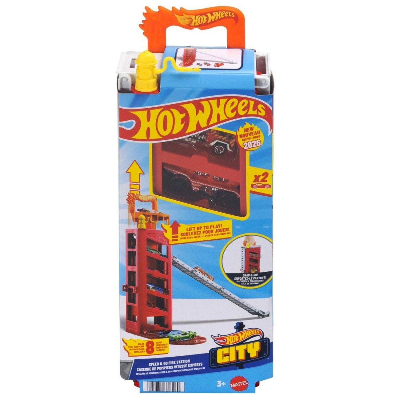 Hot Wheels Set de joaca cu 2 masini Mini Garage Speed&Go Fire JMJ54