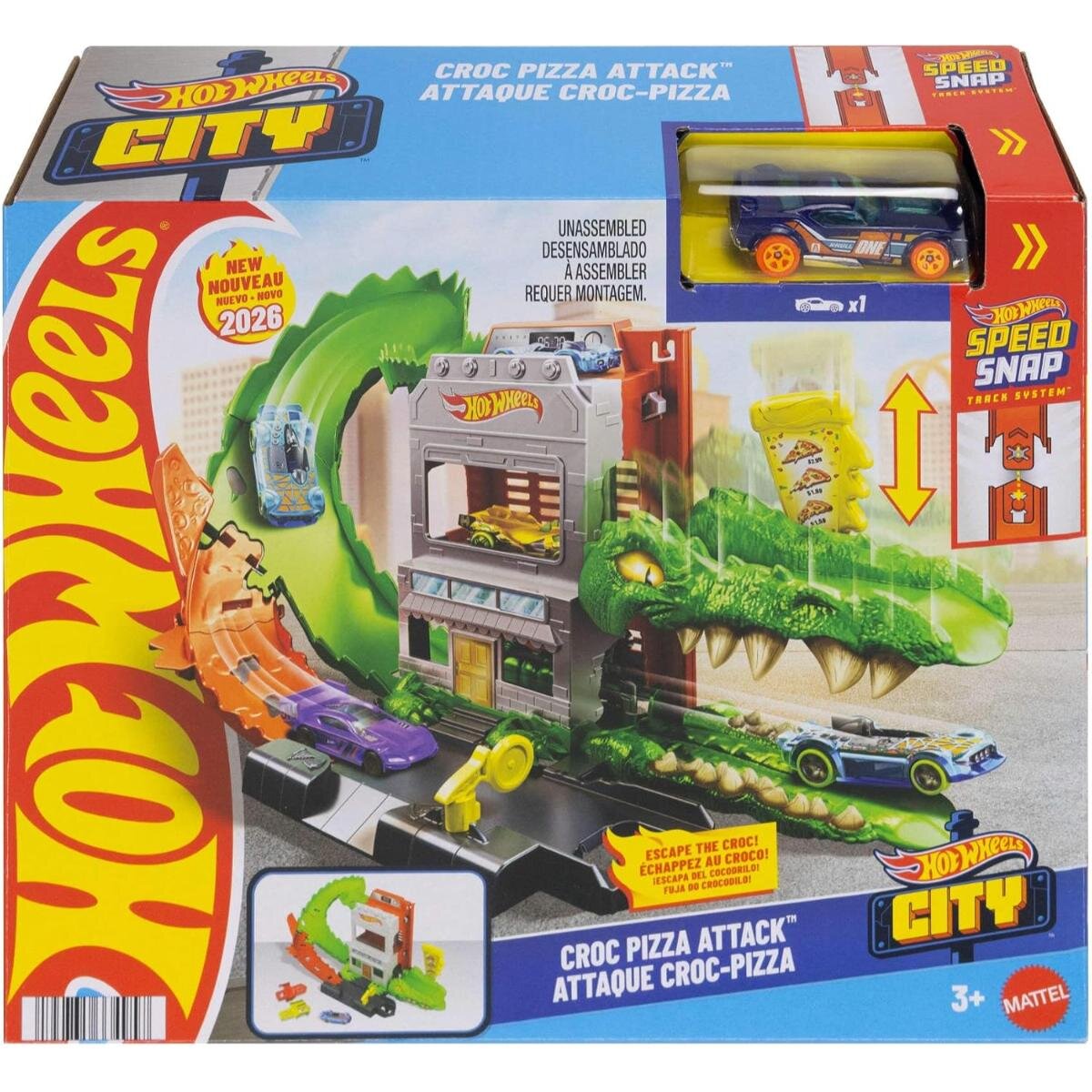 Hot Wheels Set de joaca cu masinuta City Croc Pizza Attack JHL93