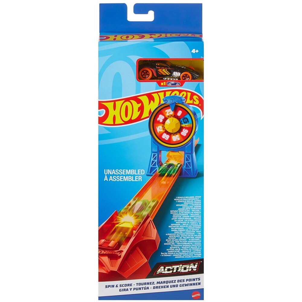 Hot Wheels Set de joaca cu masinuta de curse Spin and Score HDR81