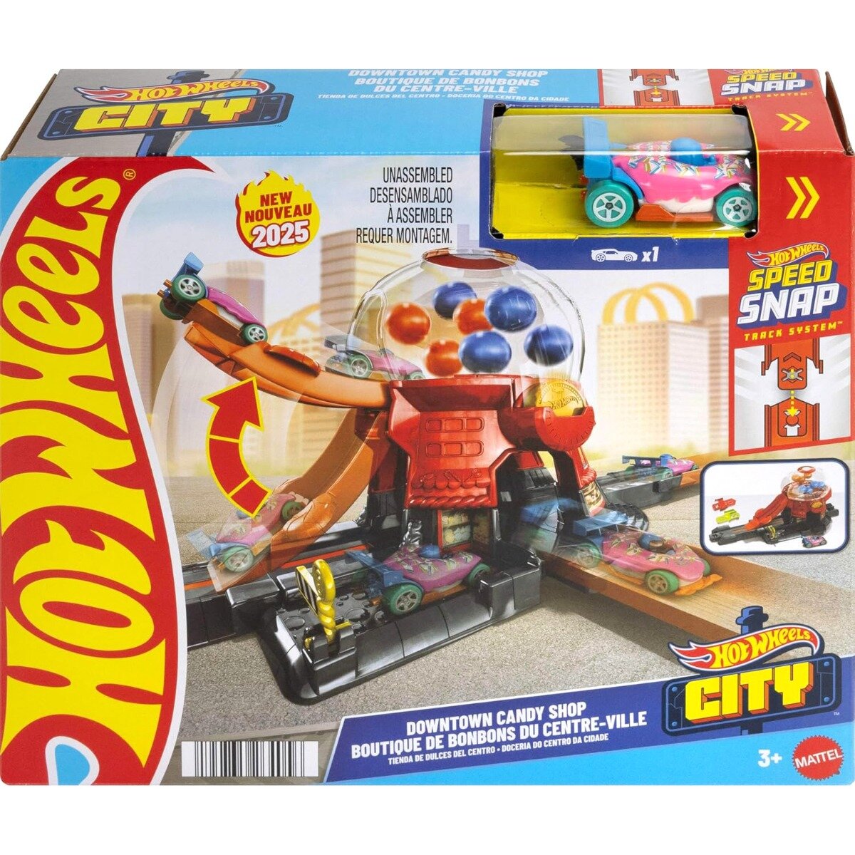 Hot Wheels Set de joaca cu masinuta Downtown Candy Shop JBM62