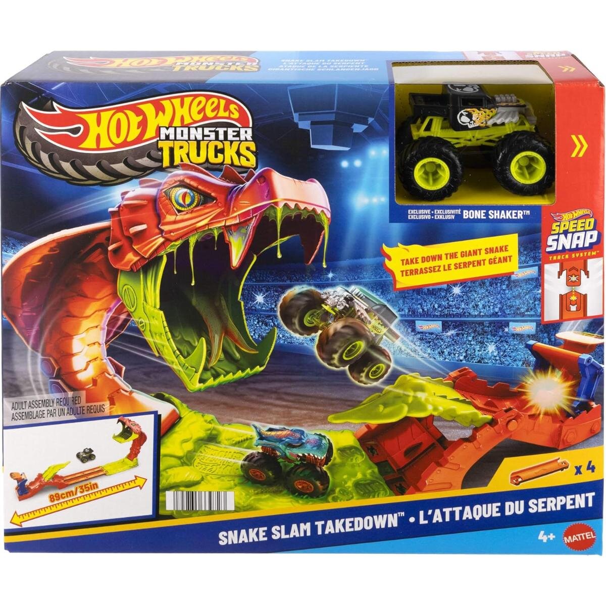 Hot Wheels Set de joaca cu masinuta Monster Trucks Snake Slam Takedown JJN44