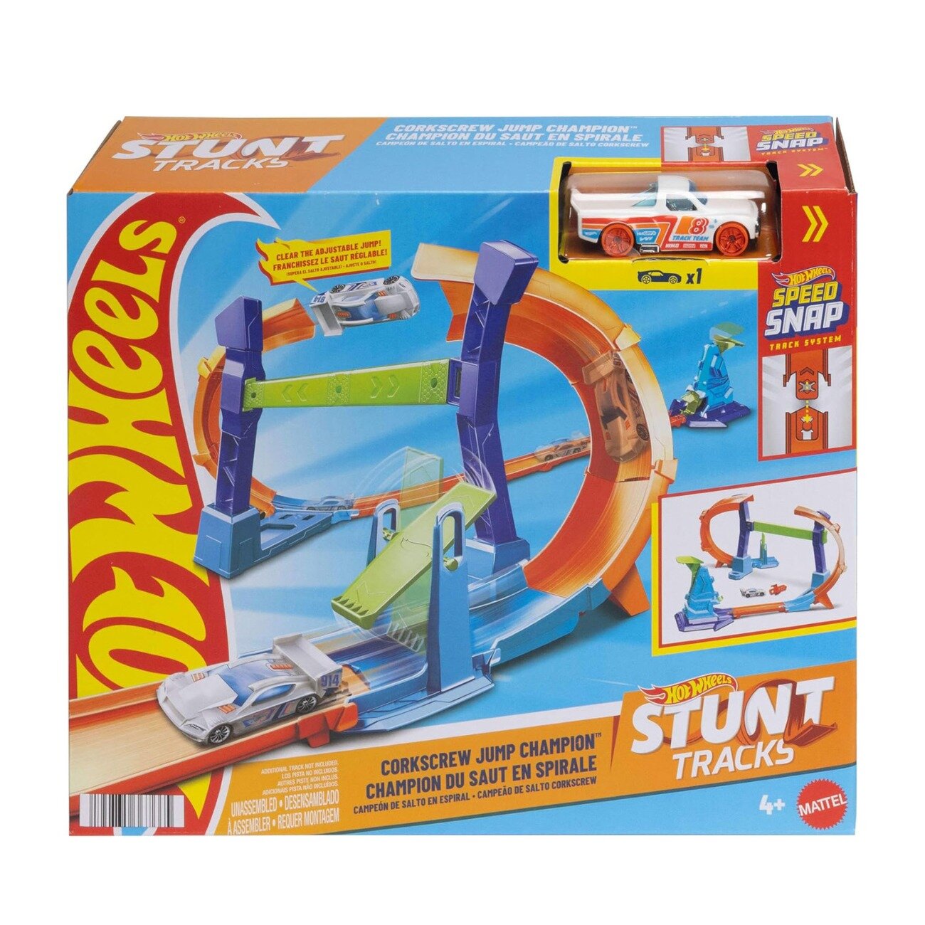 Hot Wheels Set de joaca cu masinuta Stunt Tracks Corkscrew Jump Champion JLM91