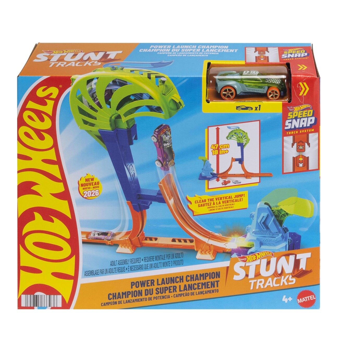 Hot Wheels Set de joaca cu masinuta Stunt Tracks Power Launch Champion JHK75