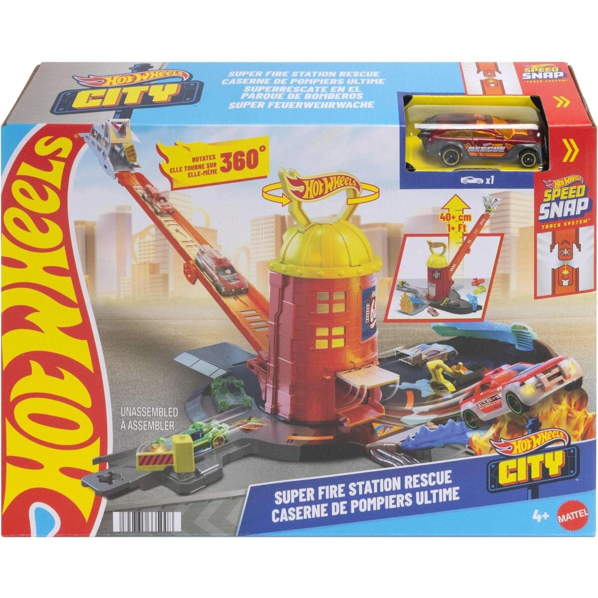 Hot Wheels Set de joaca cu masinuta Super Fire Station Rescue JHL95
