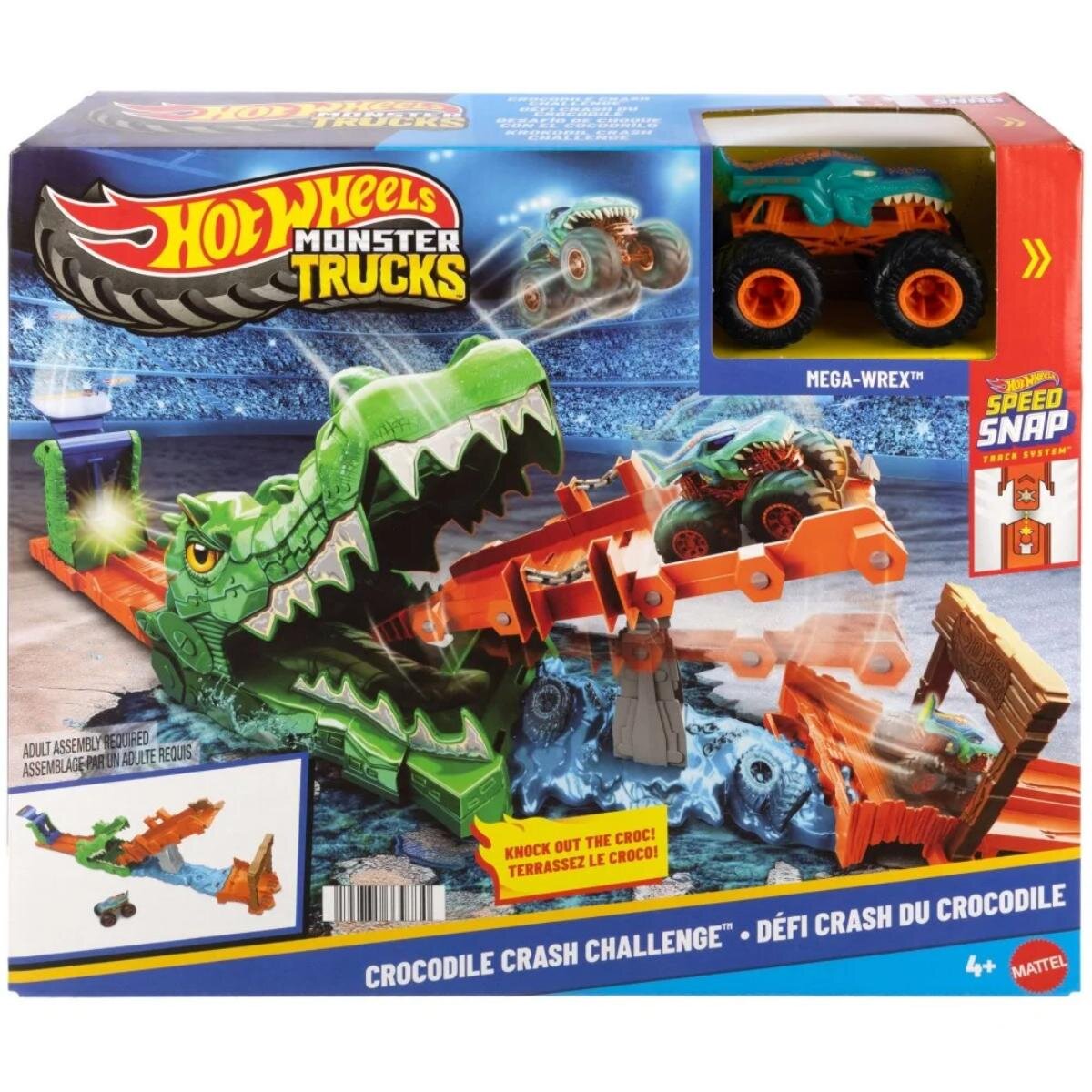Hot Wheels Set de joaca Monster Trucks Crocodile Crash Challenge Mega-Wrex JJN45