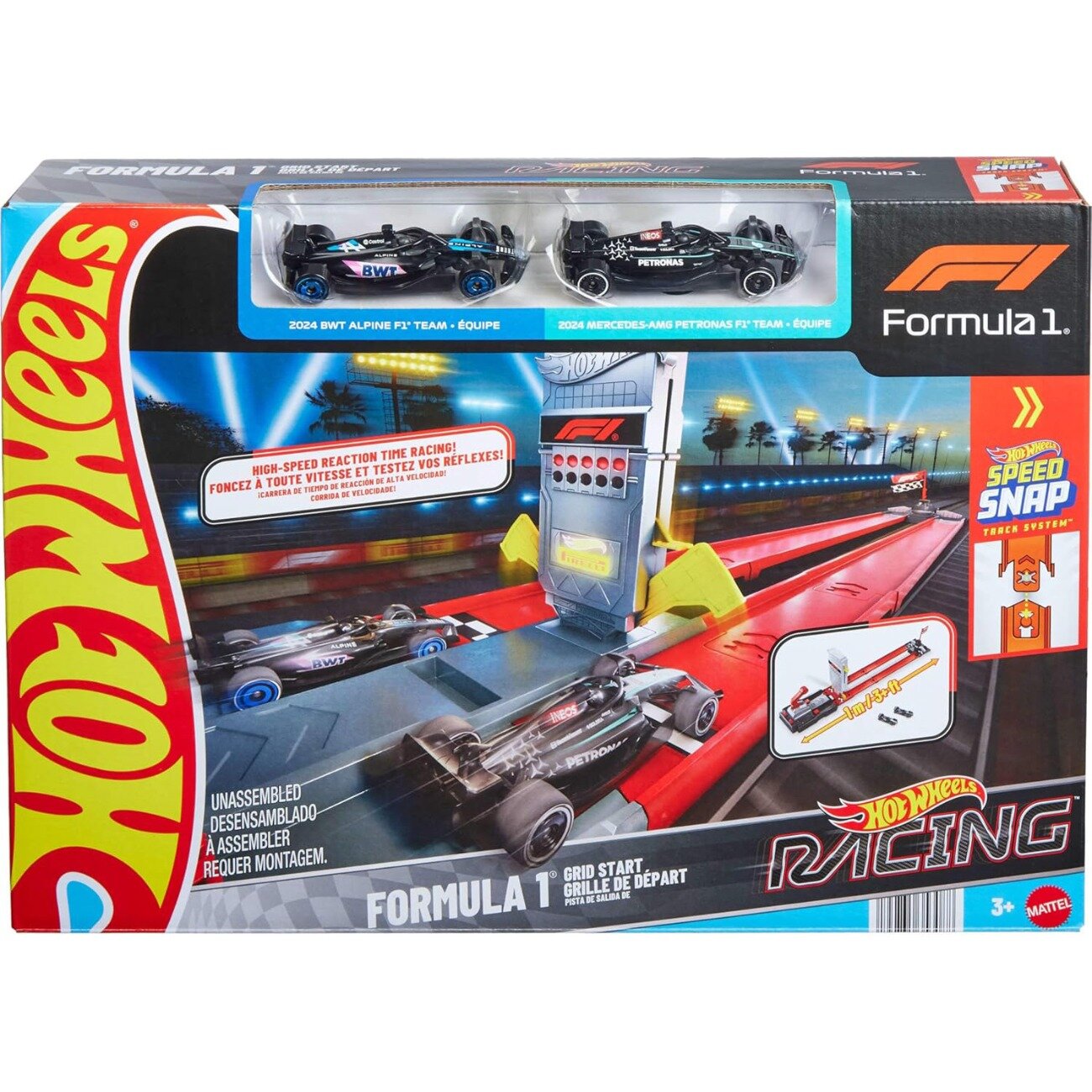Hot Wheels Set pista de curse si 2 masinute Racing Formula 1 Grid 1:64 JKM88