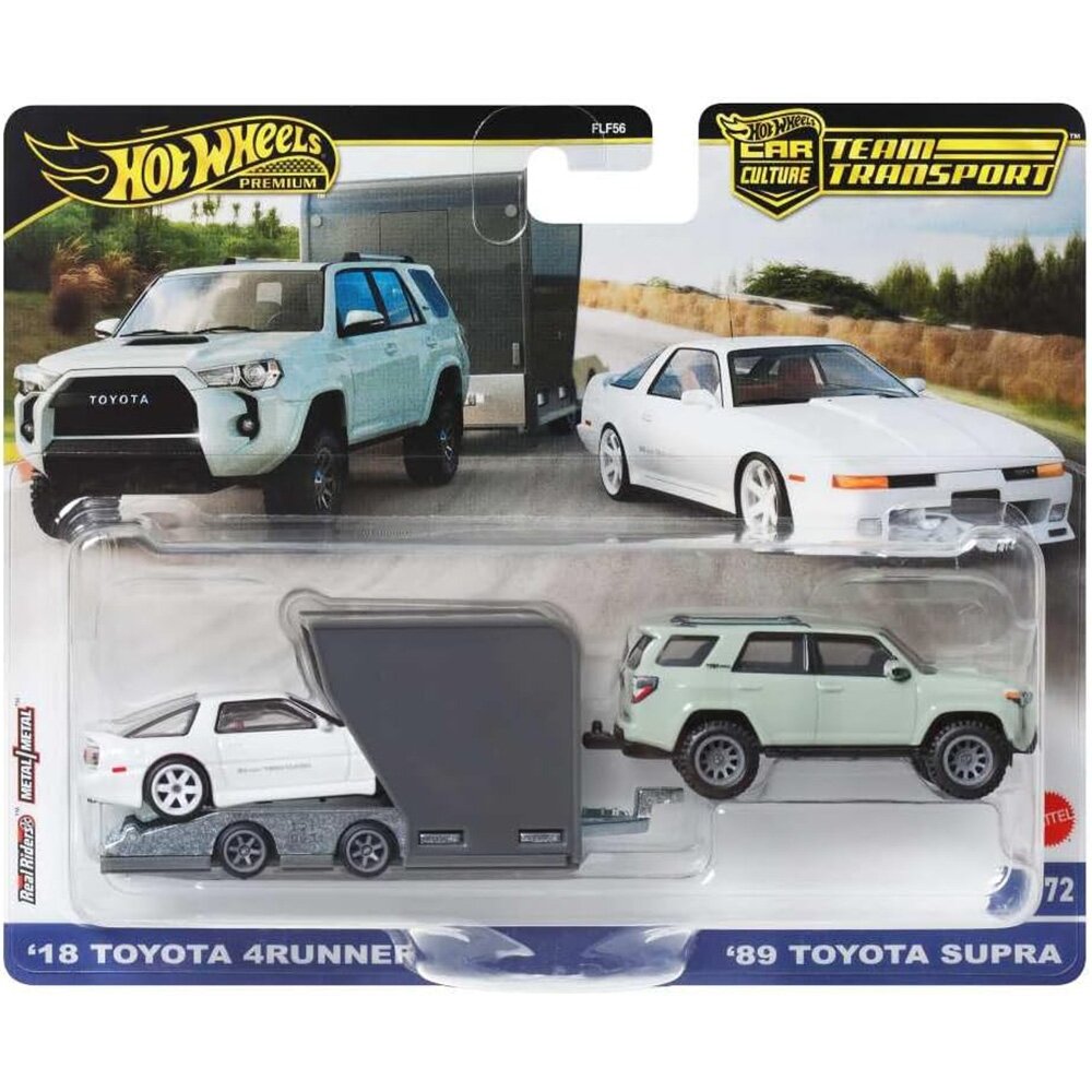 Hot Wheels Transportator cu masinuta 18 Toyota 4Runner si 89 Toyota Supra HRV37
