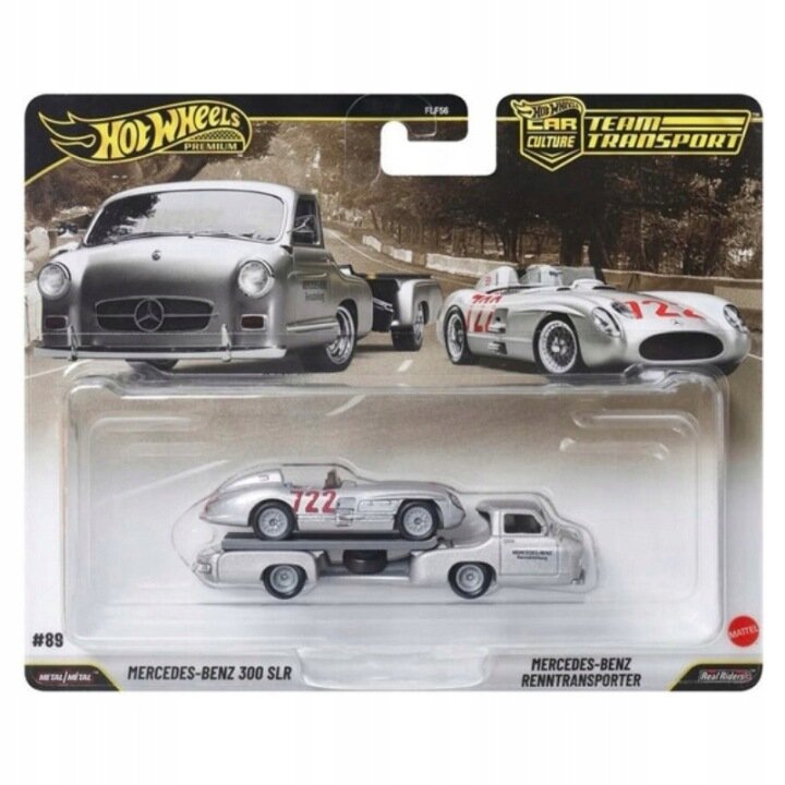 Hot Wheels Transportator cu masinuta Car Culture Team Transport Mercedes-Benz 300 SLR si Mercedes-Benz Renntransporter JHX90