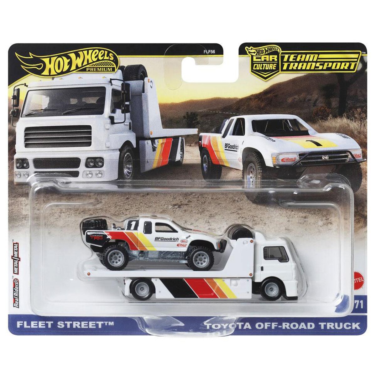 Hot Wheels Transportator cu masinuta Car Culture Toyota Off-Road Pickup Truck si Fleet Street Truck HRV39