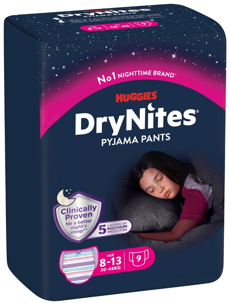 Huggies Scutece DryNites Conv 8-13 ani Girl 9 buc 30-48 kg
