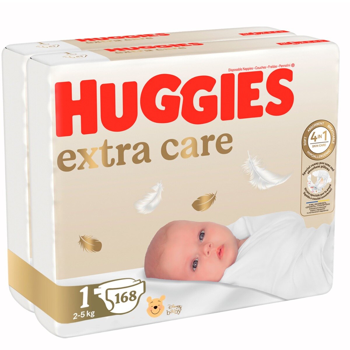 Huggies Scutece Extra Care Mega Nr 1 2-5 kg 168 bucati