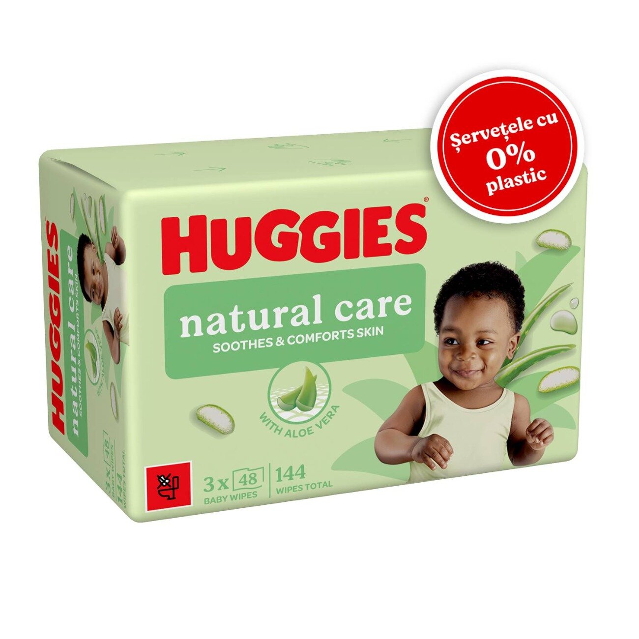 Huggies Servetele umede BW Natural Care zero plastic Triplo 3 x 48 buc