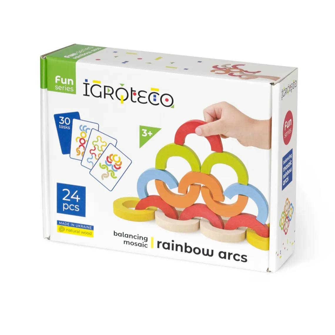 Igroteco Mozaic de echilibru din lemn Curcubeu 24 piese