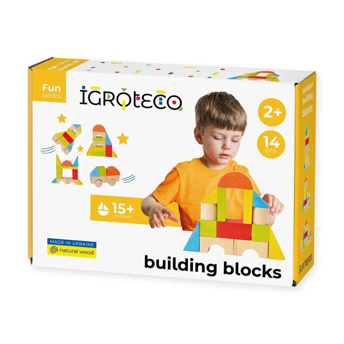 Igroteco Set blocuri de constructie din lemn 14 piese