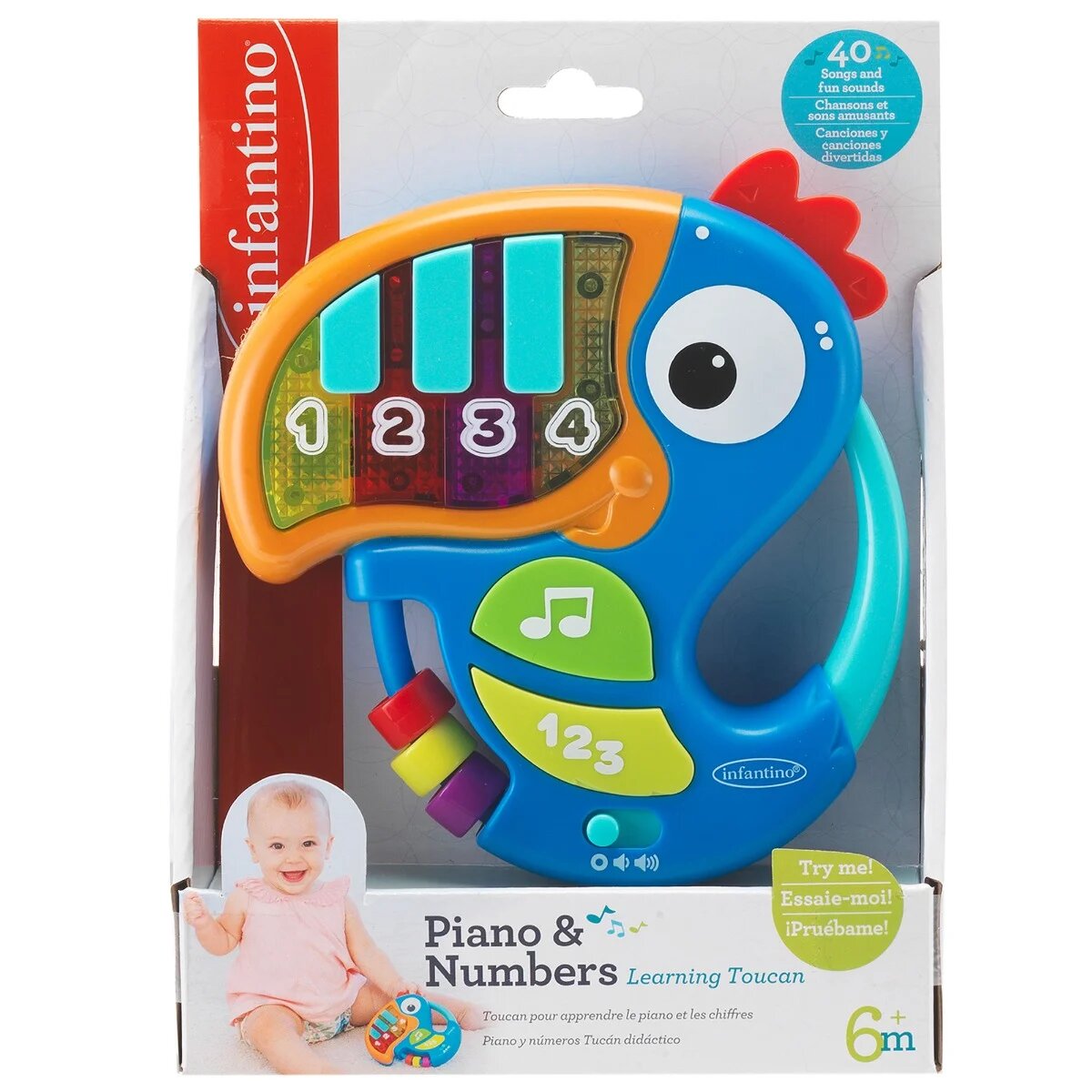 Infantino Jucarie interactiva Piano & Numbers Toucan