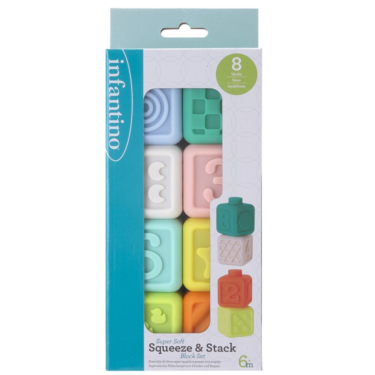 Infantino Set 8 cuburi moi Super soft Squeeze & Stack