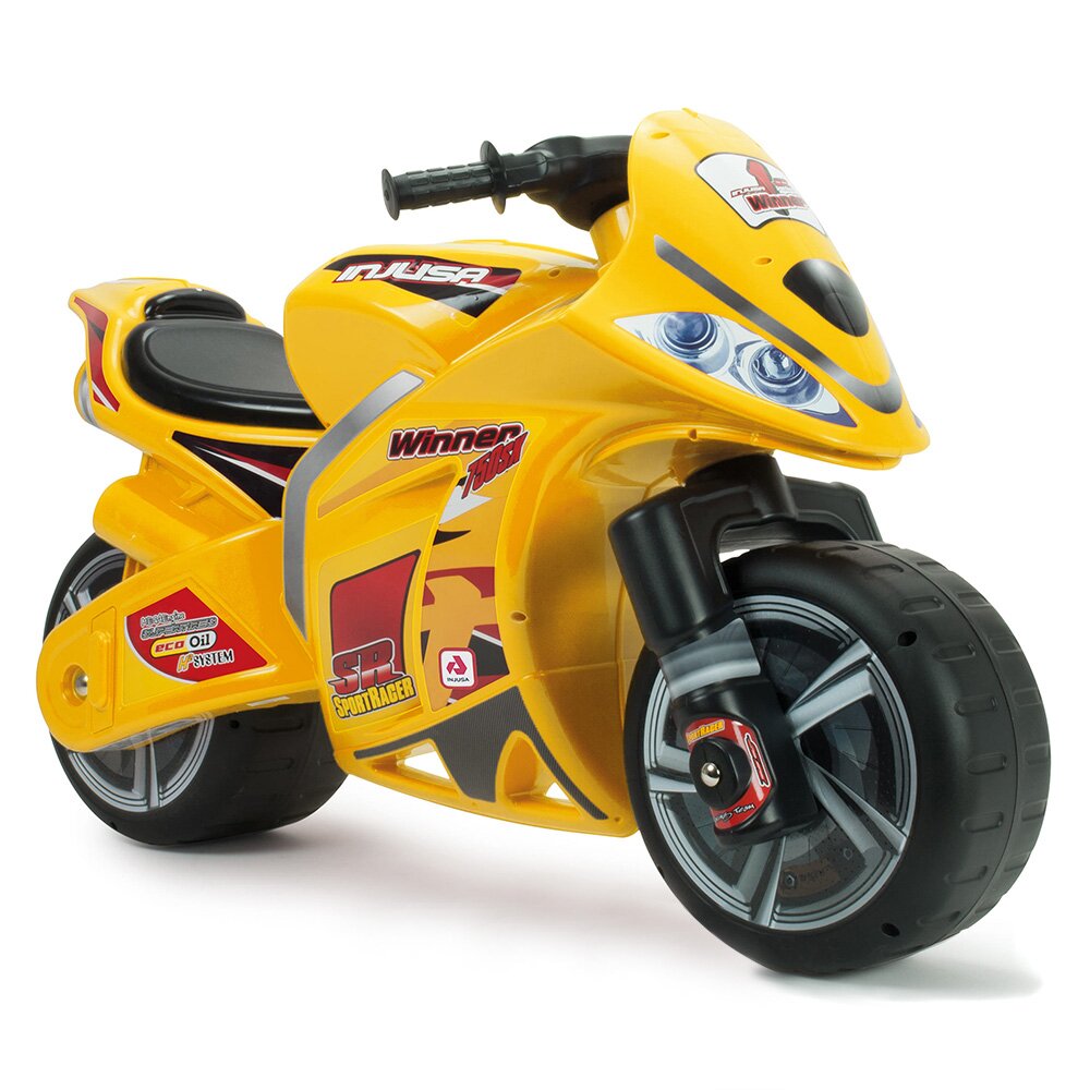 INJUSA Motocicleta cu roti mari Moto Winner design sportiv Galben