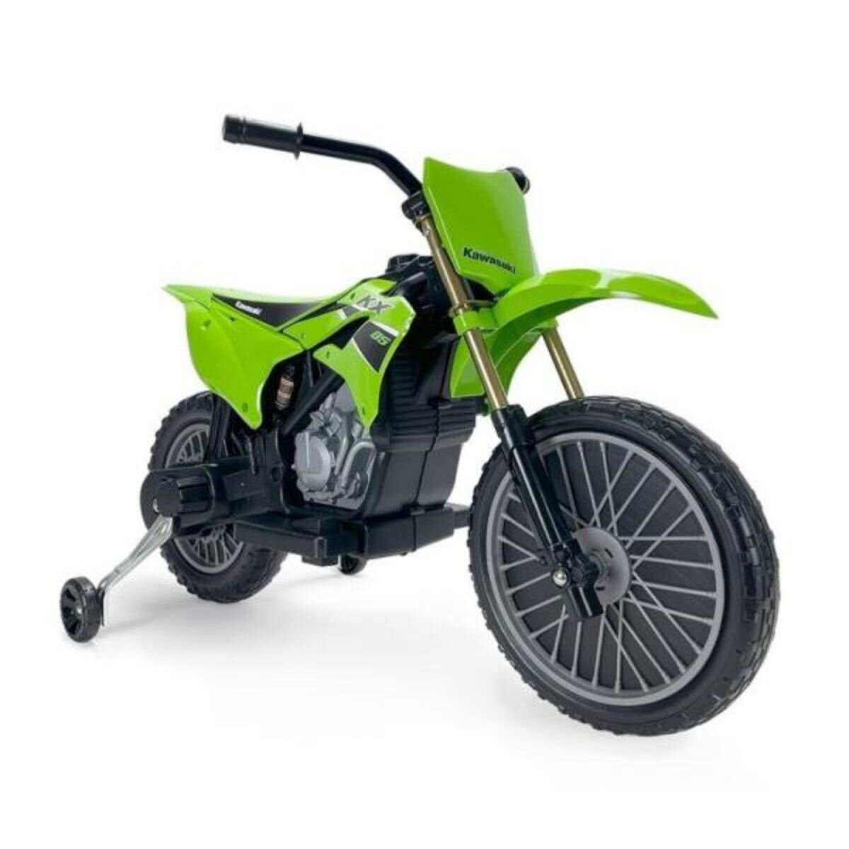 INJUSA Motocicleta electrica tip cross cu roti ajutatoare 12V Kawasaki KX85 Verde