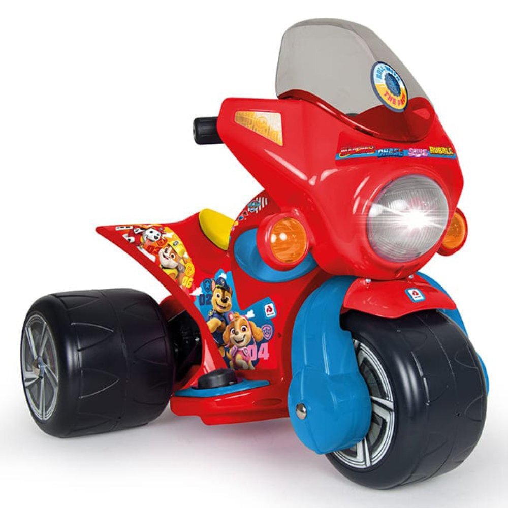 INJUSA Tricicleta electrica Paw Patrol 6V cu pedala de acceleratie lumini frontale Rosu