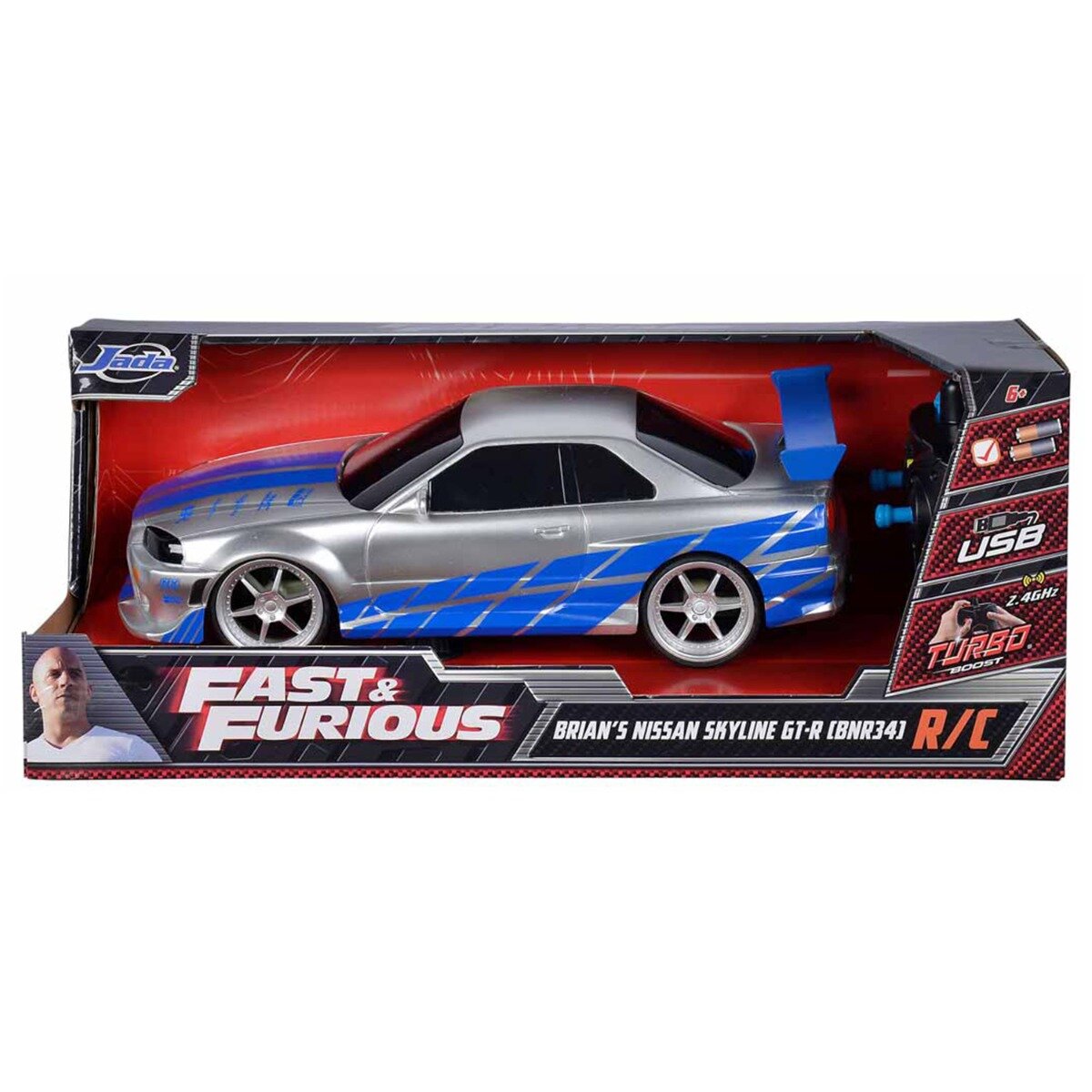 Jada Masina cu telecomanda Fast And Furious Nissan Skyline GTR 1:16