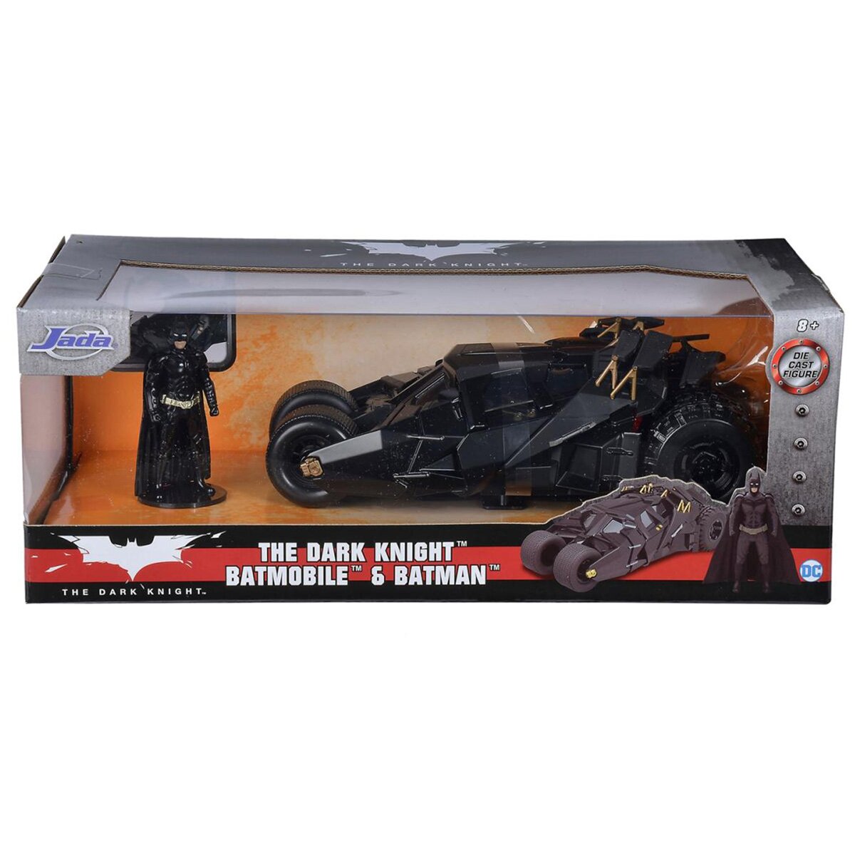 Jada Masina din metal si figurina Batman si Batmobil The Dark Night 1:24