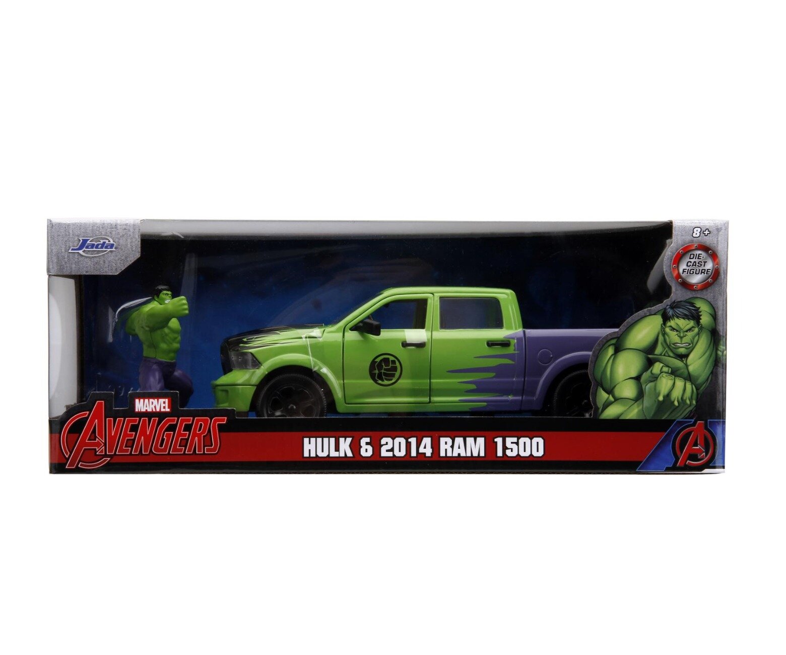 Jada Masina din metal si figurina Marvel Hulk si 2014 Ram 1500 1:24