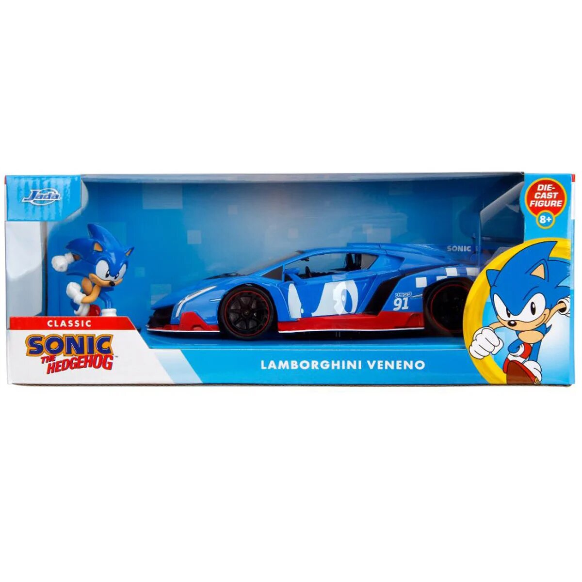 Jada Masina si figurina Sonic the Hedgehog Lamborghini Veneno 1:24