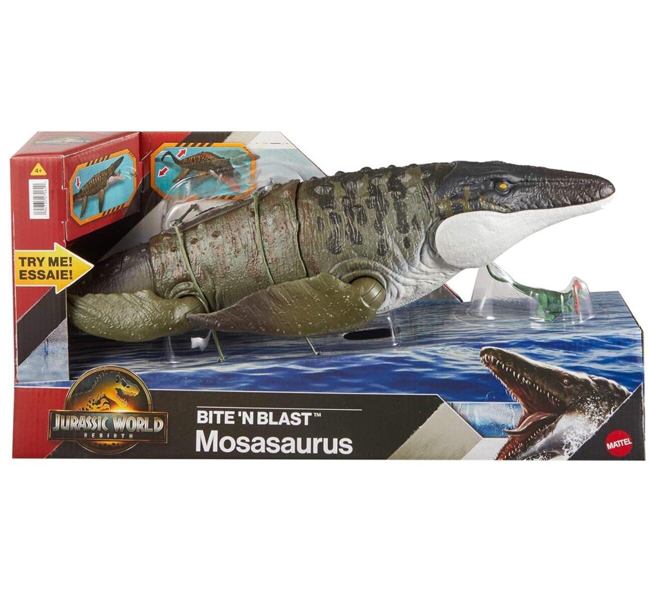 Jurassic World Figurina articulata Rebirth Bite N Blast Mosasaurus JCH00