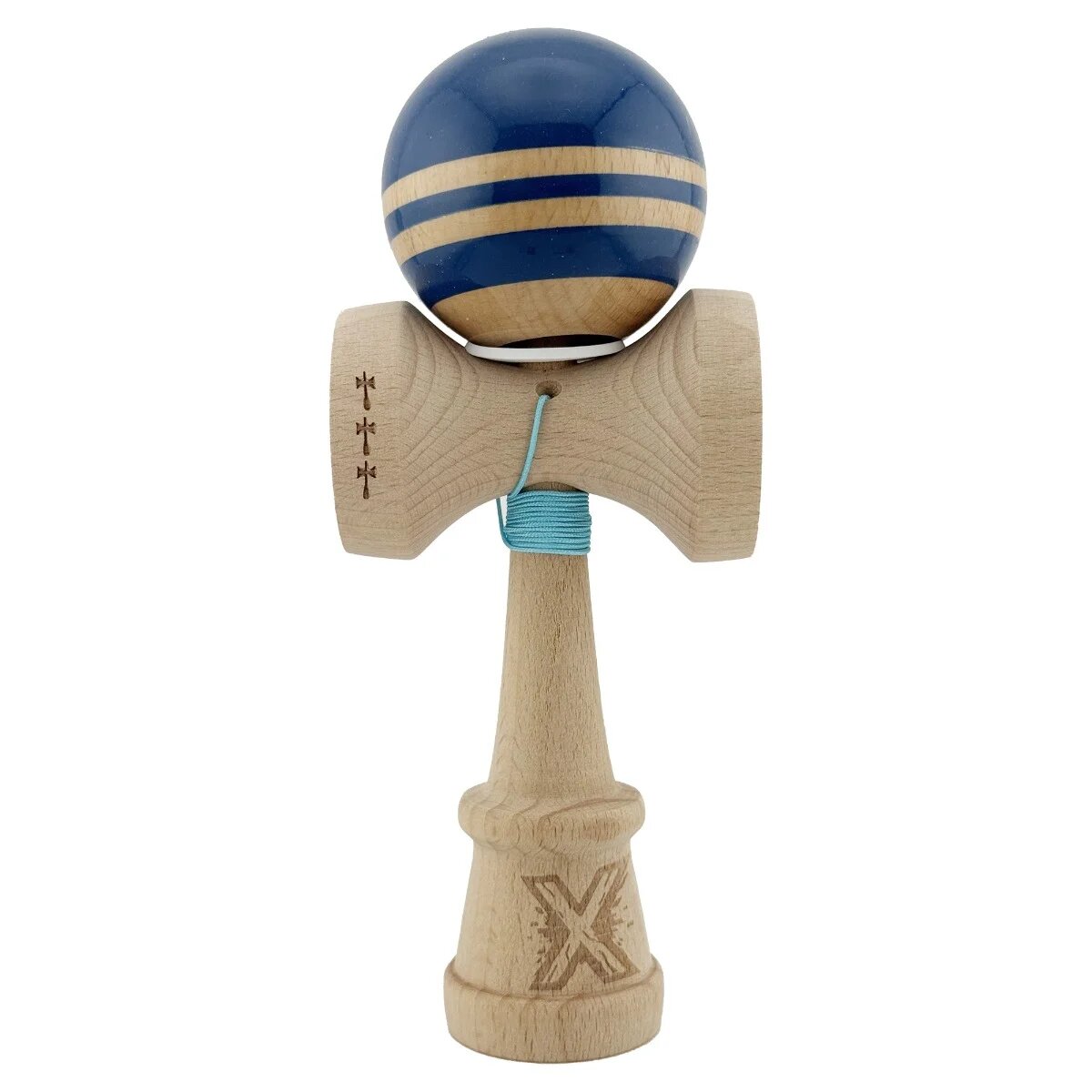 Kendama X Jucarie de indemanare din lemn Flippy Rainbow King Size V3 Super Sticky 18 cm Albastru Maro